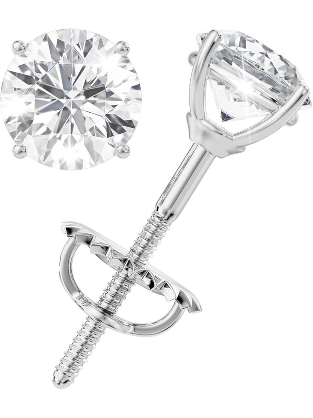 Stunning Moissanite Stud Earrings 0.5ct-3ct D Color VVS1 Round Brilliant 14K